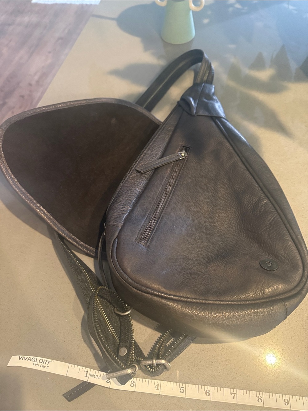 Free People black Leather Sling Belt Bag with Buckle - Picture 4 of 9